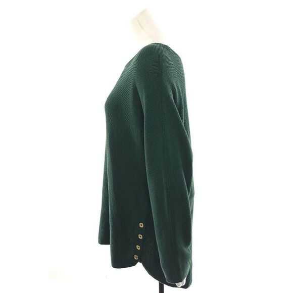 Michael Kors Solid Dark Emerald Green Long Sleeve Knit Shirt Size Large - Picture 3 of 9
